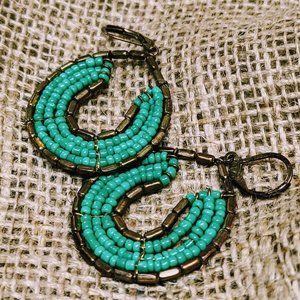 unique green seed bead earrings